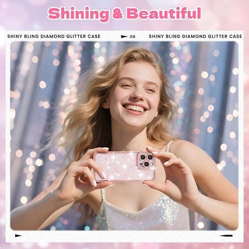 FABSPARK Case for iPhone 12 Pro Max,3D Pink Ribbon Bow,Crystal Clear Glitter Diamond Rhinestone Sequin Shiny Sparkly Bling,Aesthetic Transparent Soft for iPhone 12 Pro Max Case - Pink/Pink Bow thumbnail 7