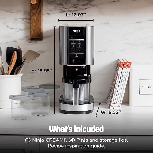 Ninja CREAMi | Ice Cream Maker Bundle | Includes (4)16 oz. Tubs for Gelato, Mix-ins, Milkshakes, Sorbet, Smoothie Bowls & More| 7 One-Touch Programs| Compact Size| Perfect for Kids | Silver thumbnail 3