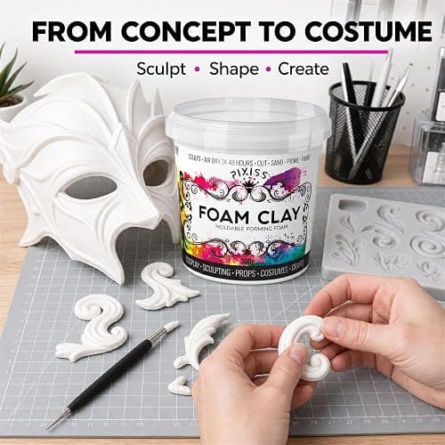 Moldable Cosplay Foam Clay (White) by Pixiss (300 Gram) Cosplay Foam Clay - High Density and Perfect for Intricate Designs | Air Dry | Great for Cutting with Knife or Rotary Tool, Sanding or Shaping thumbnail 2