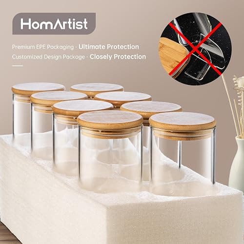 HomArtist 21oz - 4 Pack Glass Jars with Bamboo Lids, Glass Food Storage Containers with Airtight Lids, Air Tight Pantry Storage Containers for Coffee, Sugar, Spice, Meal Prep Jars for Salad & Fruit thumbnail 6