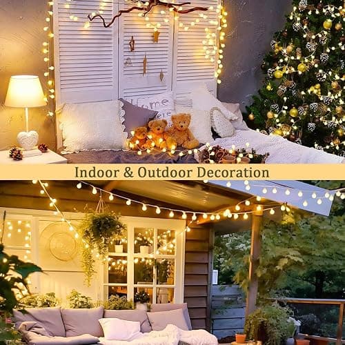 JMEXSUSS 100 LED Connectable Globe String Lights Indoor Bedroom, 33ft Warm White Christmas Lights Plug in with Remote, 8 Mode Hanging Fairy Lights Outdoor for Room Classroom Party Tree Christmas Decor thumbnail 5