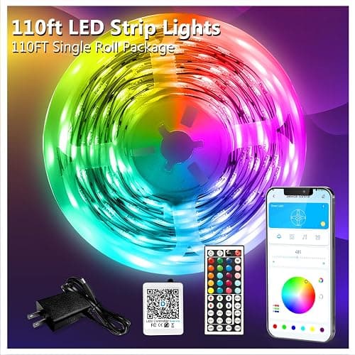 DAYBETTER LED Strip Lights 110ft, Smart Lighting Strips with App Remote Control, RGB Music Sync Color Changing Lights for Bedroom Kitchen Party Home Decor Luces led para cuarto (1 Roll) thumbnail 5