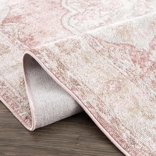 BoutiqueRugs Blush & Light Pink Collection Kandos Bohemian Oriental Medallion Large Area Rug - Traditional Floral Carpet for Living Room - Blush, Dusty Pink, Cream - 7'10" x 9'6" (8x10 Area Rug) thumbnail 9