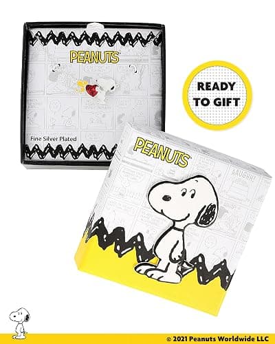 Peanuts Official Snoopy & Woodstock Necklaces – Silver Flash-Plated with Red Crystal or Charm Accents, Licensed Jewelry thumbnail 5