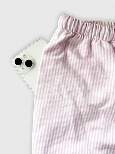 ZAFUL Casual Pants for Women, Pajama Pants Stripe Home Pants Palazzo Drawstring Waist Straight Leg thumbnail 6