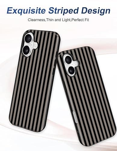 Aitipy Magnetic Striped Phone Case for iPhone 16 Plus, Black Gray | Compatible with MagSafe, Cute Stripes Aesthetic Pattern Design, TPU and PC Protective Phone Cover for Women Men Girls Boys thumbnail 3