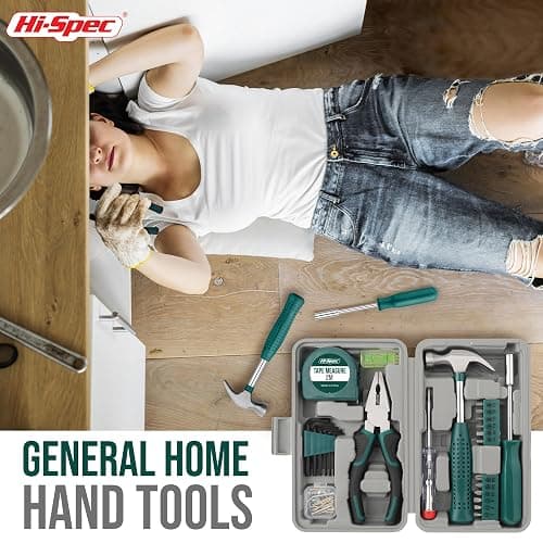 Hi-Spec Small Tool Kit Compact Set for Home and Office DIY, 25-Piece Green Mini Tool Box for Basic Household Repairs, Starter Toolkit in a Portable Toolbox Case. thumbnail 5