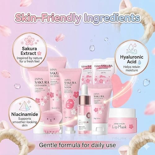 Back up if other is sold out Sakura Skin Care Set - Sakura Birthday Gifts For Teen Girls - Skin Care For Kids - 15 In 1 Skincare For Girls 10-12 Gift Set - Kids Skin Care Set For Girl Ages 8-12, All Skin Types Gua Sha thumbnail 7