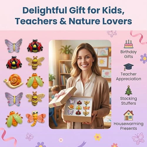 YOJO 12 Pcs Insect Fridge Magnets Set, Cute Bug Decorative Refrigerator Magnets for Kitchen Whiteboard Office Cabinets, Fun Novelty Animal Magnet Gift for Birthday Christmas Housewarming thumbnail 7