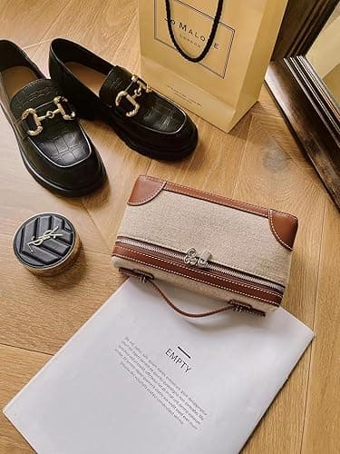 Rejolly Crossbody Bag for Women Small Top-Handle Pouch Purse Designer Shoulder Handbag Quiet Luxury Leather Trendy Purse - Canvas Brown thumbnail 3