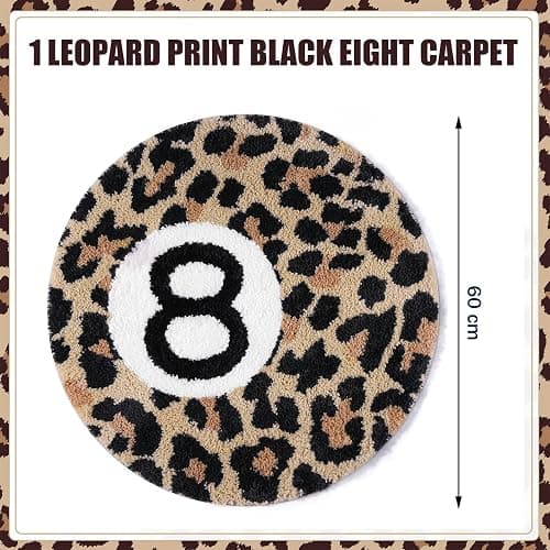 exylosluxek Leoparden Teppich 8 Ball, 8 Ball Rug, Runder Bedruckter Kleiner Teppich für Gaming Zimmer Deko thumbnail 3