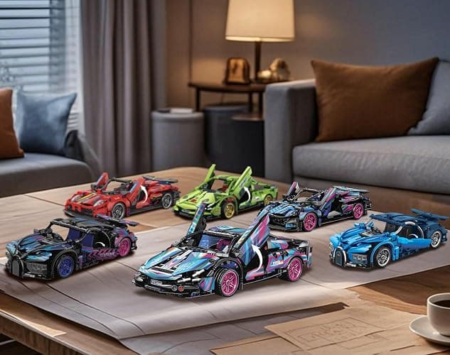 Sosuy Building-Block Race-Car Set, 1:18 Technical Model Kit 586 Pcs DIY Pull-Back Cyberpunk Toy for Boy Girl Kid Age 6+ Year, Birthday Gift for Teen Adult Display, Speed Super Sports Cars Bricks Icons thumbnail 2