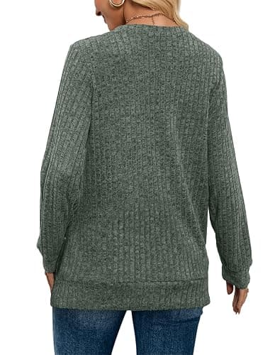 Sampeel V Neck Long Sleeve Shirts for Women Casual Fall Tops Lightweight Tunic Sweaters Fashion Clothes Loose Fit 2025 thumbnail 5