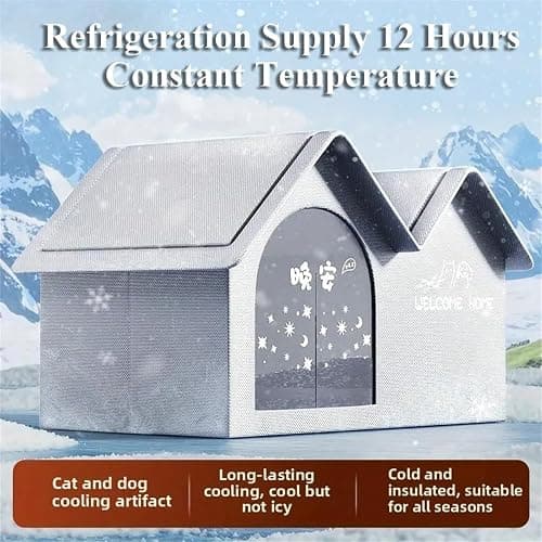 2025 New Air Conditioner Cat House, Dog House with Ac, Foldable Pet Cooling House with Air Conditioning 10 Ice Packs, for Small Dogs and Cats (Grey) thumbnail 5