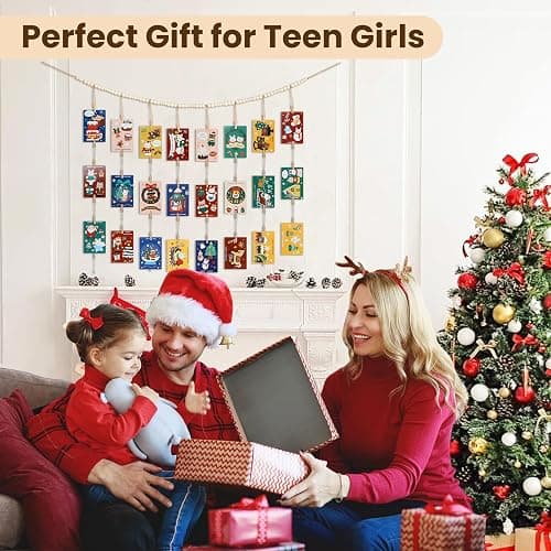 KLOGTSIND Hanging Photo Display with Clips Wall Decor, Boho Wooden Beads Garland Picture Banner, Collage Card Kids Art Holder Photo String with 28 Clips for Room Dorm Decor, Christmas Teen Girl Gifts thumbnail 7