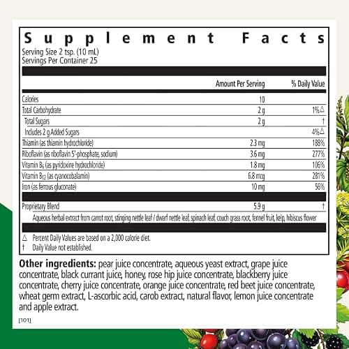 Floradix Iron & Herbs - Liquid Herbal Supplement for Energy Support - Iron Supplement with Vitamin C & Vitamin B Complex - for Men & Women - 8.5 fl oz thumbnail 2