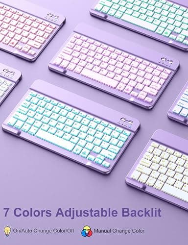 Hamile for iPad 9th Generation Case with Keyboard 10.2 Inch - Backlit Wireless Detachable Folio Keyboard Cover with Pencil Holder for iPad 8th Gen/7th Gen/iPad Pro 10.5"/iPad Air 3rd Gen (Purple) thumbnail 4