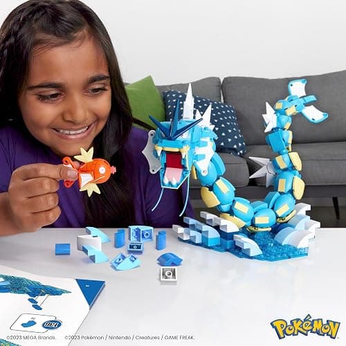 MEGA Pokémon Action Figure Building Toys Set for Kids, Magikarp Evolution Set with 411 Pieces, Buildable and Poseable Gyarados, 20 inches thumbnail 2