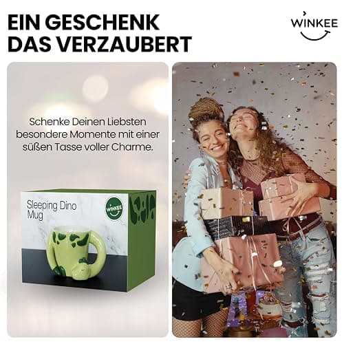 Winkee Original - Magische Dreaming Dino Kaffeetasse I Ca. 350ml I Stylische Tasse in Dino Form für Tee & Kaffee thumbnail 5