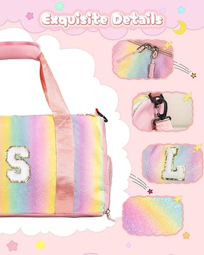 Vogewood Gifts for Niece-Girl Gym Bag with Shoe Compartment, Kid Personalized Weekender Overnight Bags, Initial Travel Tote with Makeup Pouch, Birthday Gift for Sister Granddaughter (Letter J) thumbnail 4