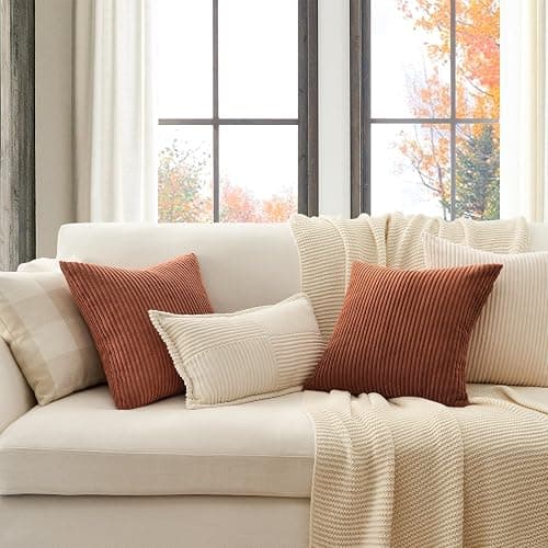 Topfinel Decorative Terracotta Throw Pillow Covers Cushion Cases, Set of 4 Soft Velvet Modern Double-Sided Designs, Rustic Fall Home Decor, Pillow Inserts Not Included 18x18 inch thumbnail 2