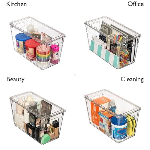 ClearSpace Modern Plastic Storage Bins with Lids – Perfect Kitchen Organization or Pantry Fridge Organizer, 4 Pack, 12.5" x 6" x 7", 9L Capacity Each, BPA Free, Stackable thumbnail 7