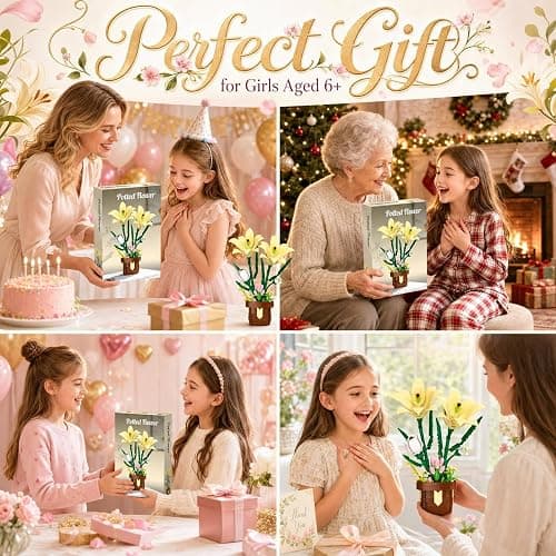 Lily Flowers Building Set, Potted Flower Building Blocks Compatible with Lego Botanical, DIY Building Toy Gifts for Women Girls Adults Ages 6+ (296PCS) thumbnail 5