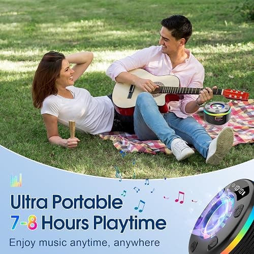 OYIB Bluetooth Shower Speaker, Portable Bluetooth Speaker 360° HD Sound, RGB Lights, IPX7 Waterproof Wireless Speaker with Suction Cup and Mic, Shower Radio for Party/Outdoor/Travel/Gifts/Black thumbnail 3
