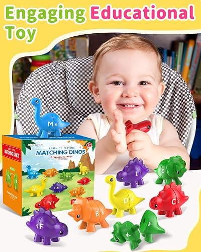 Walenty 26PCS Dinosaur Alphabet Learning Toys for Toddlers Kids 3-5, Montessori Educational Toys Gifts for 3 4 5 Year Old Boy Girl, Preschool Learning Activities, Double Sided ABC Matching Game thumbnail 2