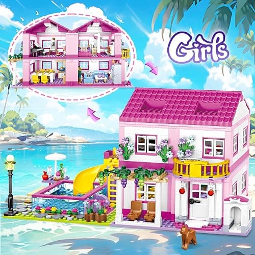 Pink Girls Summer Villa Friends Building Set Compatible with Friends Construction Educational Toy for Kids Age 8-12 and Up 1018 PCS thumbnail 5