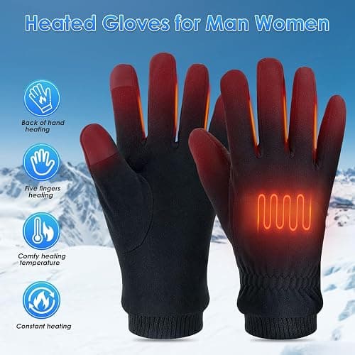 Vilante USB Heated Gloves for Men Women - Electric Hand Warmers with 3 Adjustable Temperatures, Knitted Wool, Full Finger Design, Heated Back and 5 Fingers for Winter thumbnail 2