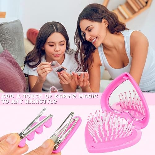 Barbie Hair Clips, Claw Clip & Folding Brush for Girls Teens Hair Accessories Dress Up, Pink Beauty Set, Cute Stuff, Gifts for Girls thumbnail 5