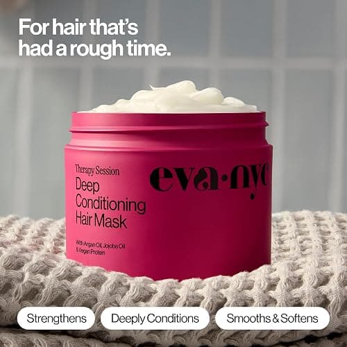 Eva NYC Therapy Session Deep Conditioning Hair Mask with Vegan Protein, Jojoba Oil + Argan Oil - Hydrate, Soften + Repair Hair Strength - Sulfate Free - Warm Vanilla Scent - 13.5 fl oz thumbnail 3
