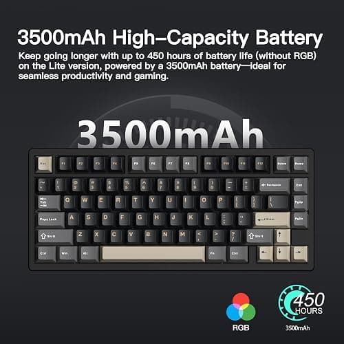 KEEBMONKEY WOBKEY Rainy 75 CNC Aluminum HMX/JWK/Cocoa Switches Triple-Mode Connectivity Mechanical Keyboard with Superior Acoustics, RGB/PP/Gradient Glass/3500mAh/Violet Switch (Standard - Black) thumbnail 3