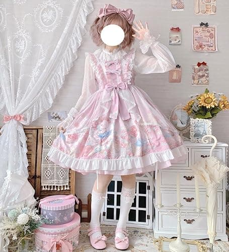 Packitcute Teens Lolita Prinzessin Party Kleid Kawaii Bunny Print Schleife Rüschen Ärmellos A-Linie Niedliche Kleider Cosplay Kostüm thumbnail 5