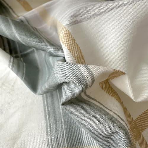 Green Plaid Duvet Cover Queen Soft Cotton Grid Plaid Bedding Set 3 Pieces Checkered Gingham Comforter Cover for Men Boys Modern Bedding Set Simple Plaid Comforter Cover with Zipper Closure 4 Ties thumbnail 8
