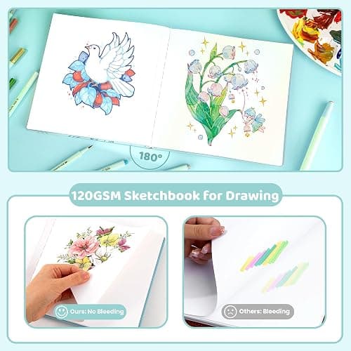 FLYING EAGLE Sketch Book for Kids 10"X 10" Large Hardcover Sketchbook for Drawing 120GSM Thick Paper, Square Art Drawing Paper 120 Pages Sketch Pad for Boys Teens,Gift Boxed, Blue thumbnail 3