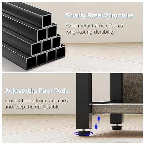 IAISRO L Shaped Gaming Desk with Power Outlets & RGB Lights, 46'' L- Shaped Desk Computer Corner Desk with Monitor Stand & Storage Shelf & Hook, Home Office Desk Writing Desk, Grey thumbnail 6