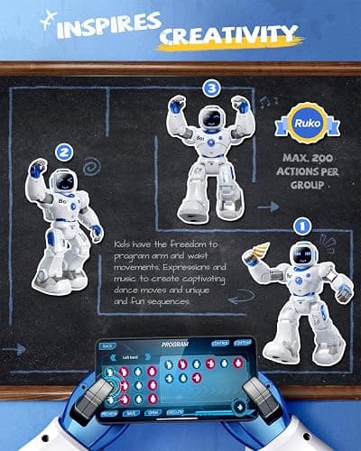 Ruko 1088 Smart Robots for Kids, Large Programmable Interactive RC Robot with Voice Control, APP Control, Present for 4 5 6 7 8 9 Years Old Kids Boys and Girls thumbnail 4