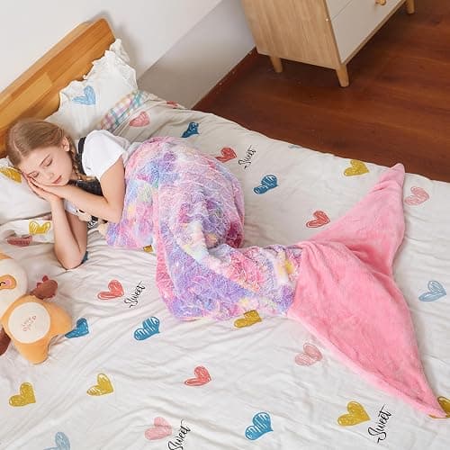 Catalonia Mermaid Tail Blanket for Girls, Glow in The Dark Mermaid Sleeping Bag for 3-14 yrs Kids, Mermaid Gift for Girls thumbnail 5