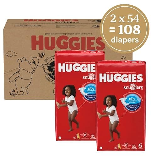 Huggies Size 6 Diapers, Little Snugglers Baby Diapers, Size 6 (35+ lbs), 108 Count (2 Packs of 54), Packaging May Vary thumbnail 2
