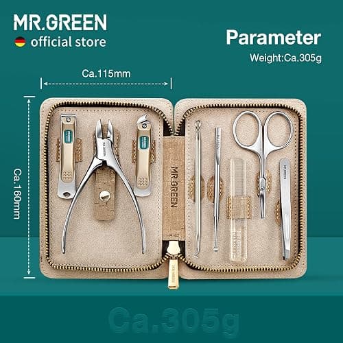 MR.GREEN Manicure Sets Pedicure Kits Stainless Steel Nail Clipper Personal Care Tools with PU Leather Case (Gray) thumbnail 5