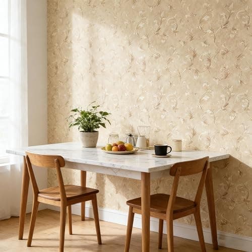 Vintage Floral Peel and Stick Wallpaper for Bedroom-French Textured Damask Removable Self-Adhesive Contact Paper 17.7in x 118in Renter Friendly Classic Non-Woven for Living Room (Light Brown) thumbnail 2