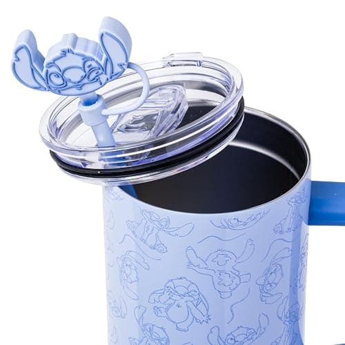 Silver Buffalo Disney Lilo and Stitch, Stainless Steel Tumbler, 40oz | Poses Pattern, Double Walled, Handle and Straw, Cover Cap, Fits in Standard Cup Holder, 1.18 Liters thumbnail 5