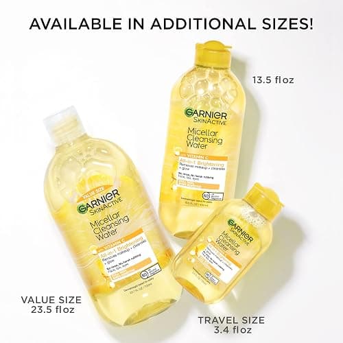 Garnier Micellar Water with Vitamin C, Facial Cleanser & Makeup Remover, Brightening & Hydrating, For All Skin Types, Vegan, Cruelty Free, 13.5 Fl Oz (400mL), 1 Count thumbnail 8