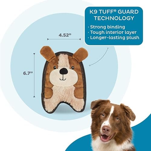 Outward Hound Durablez Tough Plush Squeaky Dog Toy, Puppy, Brown, XS thumbnail 3