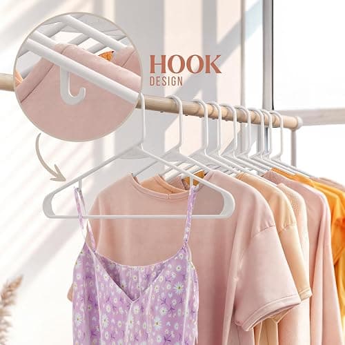 Plastic Hangers 20 Pack White - Clothes Hangers - Makes The Perfect Coat Hanger and General Space Saving Hangers for Closet and New Apartment Essentials - Percheros Ganchos para Colgar Ropa Hangars thumbnail 5