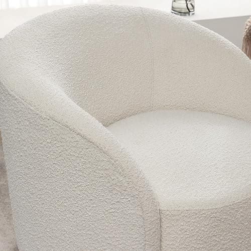 KINWELL 34" W Mid Century Modern Swivel Barrel Chair, Round Upholstered Boucle Swivel Accent Chairs, No Assembly Sofa Chair for Living Room Bedroom Reading Apartment Lounge Nursery(Cream) thumbnail 8