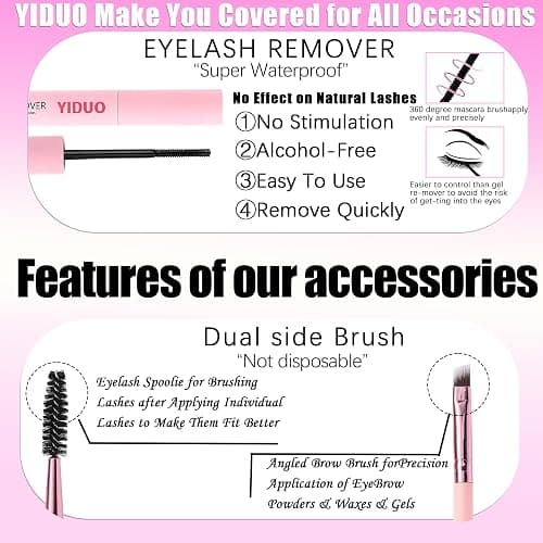 YIDUO 3 Styles Lash Clusters Kit Bulk Packs with 2×Bond&Seal Volume/Manga/ultra/Dramatic Eyelash Extensions 8-18mm lashes Clusters Kit Wispy D Curl Individual Fake Eyelashes Kit DIY at Home Easily thumbnail 7