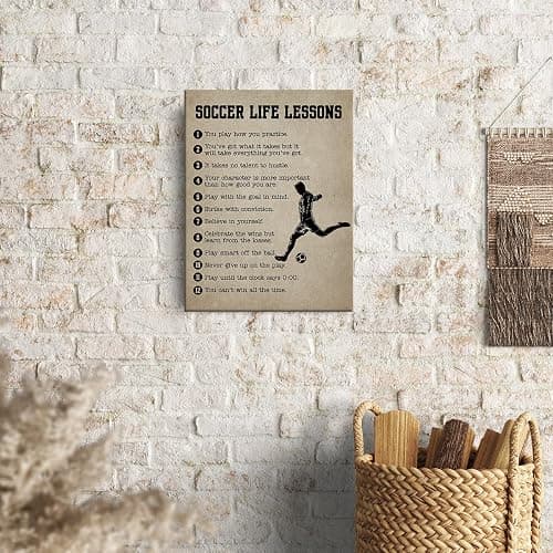 Soccer Gifts Inspirational Wall Decor Canvas Wall Art Artwork Sports Framed Art Paintings Soccer Posters for Soccer Player Athletes Living Room Sports Club Playroom Bedroom Boys Room Gym Decor thumbnail 4